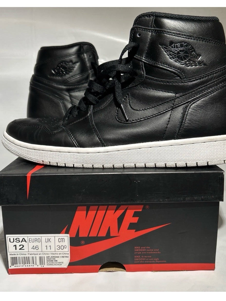 Jordan Black Leather High-Top Sneakers With White Midsole
